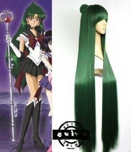 Wholesale free shipping >>New Wig Cosplay Sailor Moon Sailor Pluto Meiou Setsuna Straight Green Wig