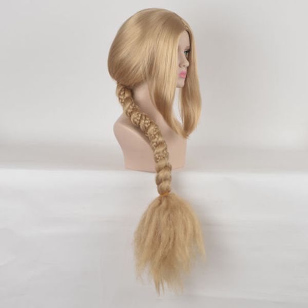 Venta al por mayor envío gratis enredado Rapunzel Cosplay fiesta de disfraces larga rubia trenza grande peluca de cola trenzada