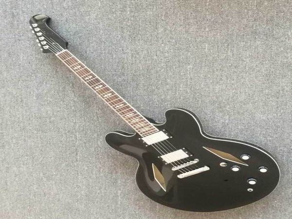 Wholesale Guitare Factory Custom Neuf Jazz Electric Guitar Semi Hollow Corps en noir 20150520