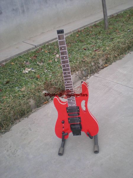 Gros guitares personnalisé rouge gaucher sans tête rouge guitare électrique, livraison gratuite