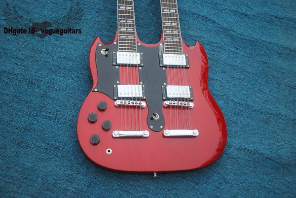 wholesale guitares nouvelles guitares pour gauchers Custom Shop Red 1275 Double Neck Guitare électrique de Chine livraison gratuite A123