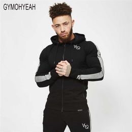 Vente en gros- GYMOHYEAH 2018 Nouveaux pulls à capuche de fitness pour hommes Veste zippée Sweat-shirts Bodybuilding sportswear mode hoodies