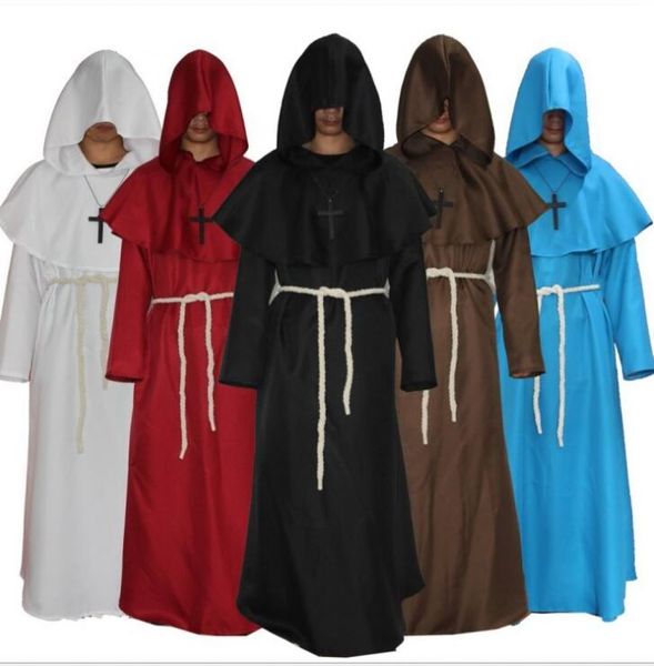 Vente en gros Halloween Cosplay Costume robes de magicien médiéval Robe de robe médiévale cosplay Costume de moine chaman prêtre Cos vêtements