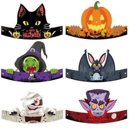 Venta al por mayor Decoración de Halloween Sombrero de papel Divertidos nuevos accesorios de decoración para fiestas infantiles para eventos Fiesta para niños Niñas Niños HCS340