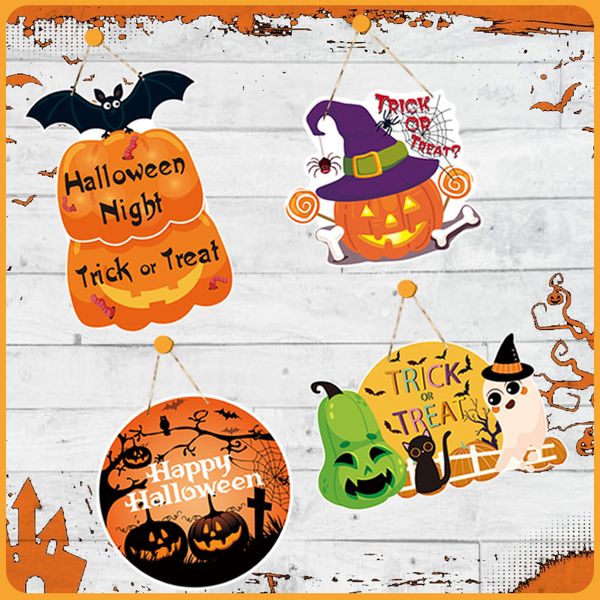 Venta al por mayor de adornos colgantes para puerta de Halloween, colgantes de fantasmas de calabaza, decoración para fiestas, puertas, paredes, adornos colgantes para habitación, decoración de puerta principal, accesorios de diseño de papel