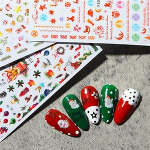 Halloween Nail Decals Stickers Zelfklevend DIY Kerstnagels Sticke Stencil Pumpkin Bat Ghost Sneeuwvlok Santa Claus Boom Deer Bell Snowman Decor