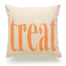 Groothandel Halloween Pillowcase Pompoentruc met Engelse letters Behandel of trick sofa kussendekking zonder kussenkern