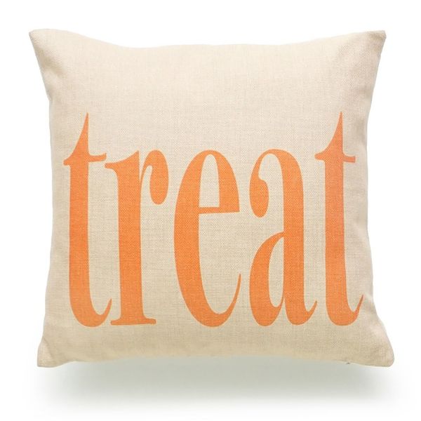 Taie d'oreiller Halloween, tour de citrouille avec lettres anglaises, housse de coussin de canapé sans noyau d'oreiller, vente en gros