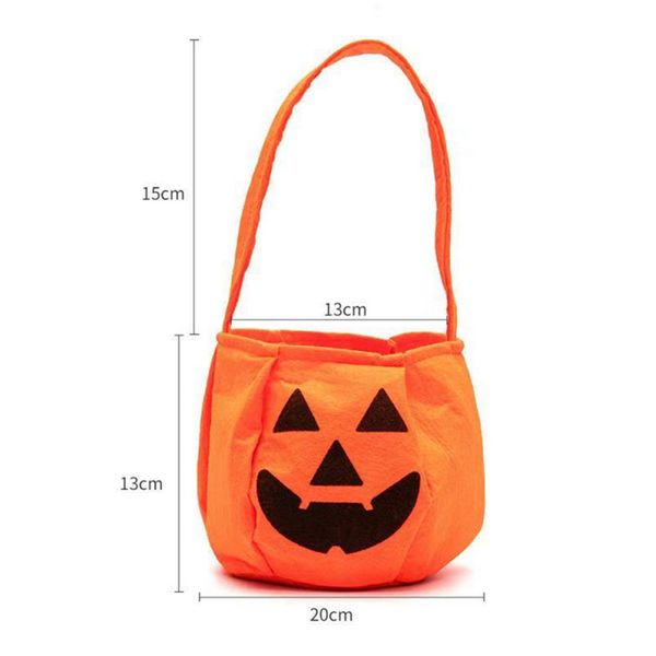 ¡Venta al por mayor! Bolsa de dulces de calabaza de Halloween Suministros para fiestas de festivales Bolsas de dulces no tejidas estereoscópicas con asa Paquetes de naranja A12