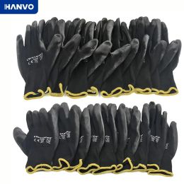 wholesale Guantes de trabajo de protección para manos Guante de seguridad de nitrilo recubierto de PU flexible para trabajo mecánico Palma de algodón de nailon CE EN388 OEM