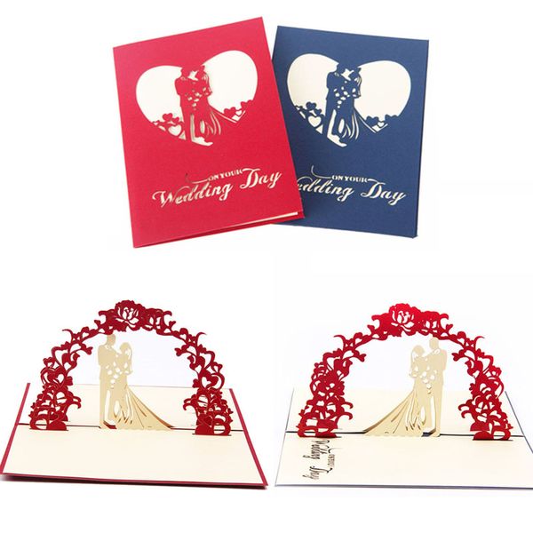 Venta al por mayor- Artesanía 3D Up Tarjetas de felicitación Boda San Valentín Aniversario Invitaciones Tarjeta de invitación personalizada