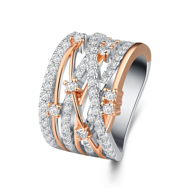 En gros À La Main Croix Anneaux Vintage Bijoux 925 Sterling SilverRose Gold Fill Pave Blanc Saphir Partie Bague De Mariage Bague pour Femmes Cadeau