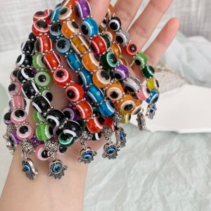 Venta al por mayor hecho a mano Lucky Evil Eye brazaletes pulsera de cuentas de colores para mujeres hombres amantes rosa Japón Corea accesorios joyería regalos