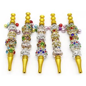 Groothandel handgemaakte metalen waterpijp mondstuk mond tips hanger arabisch shisha dier schedel vormige filter ingelegd sieraden diamant rookpijp ook