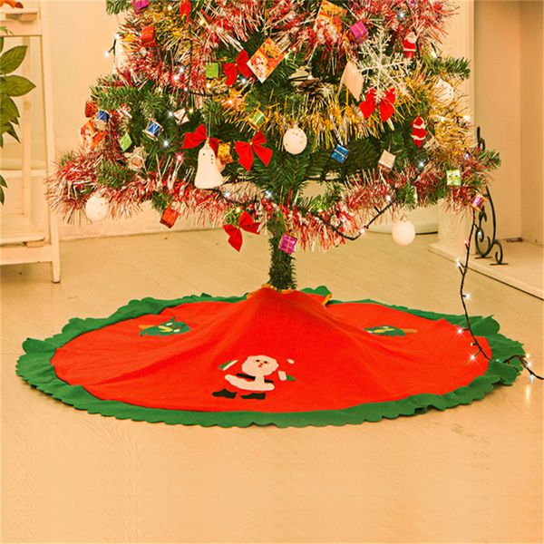 Gros-Handmade Rouge Vert 90cm / 35 Diamètre CHRISTmas Tree Jupe Feutre Applique Père Noël Jupes d'arbres de Noël Décorations d'arbres de Noël