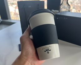 Tasse en céramique pratique en gros avec couvercle, tasse en verre d'eau de bureau