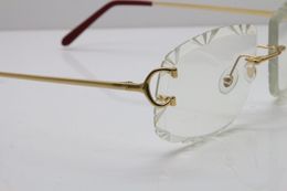Groothandel-hardware-bril T8200762 Nieuwe gesneden lens mannen glazen Hot optische randloze carter eyewear fluineye