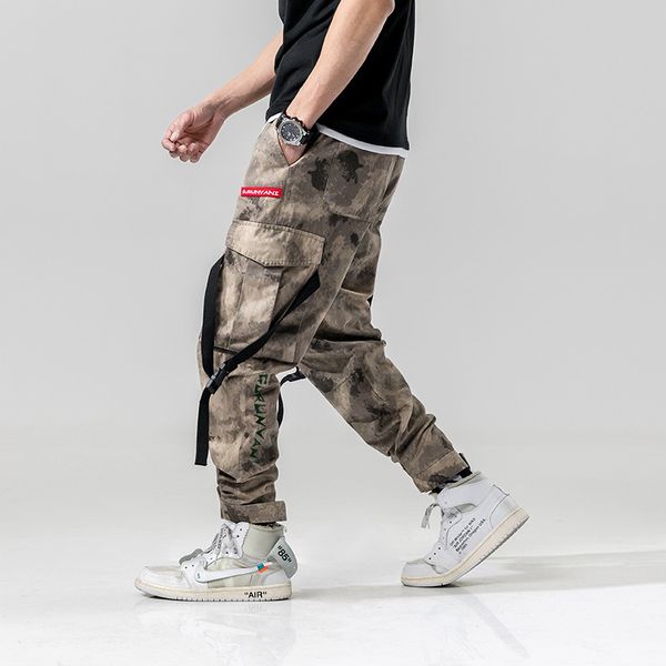 Gros-Sarouel Camouflage Hommes Cargo Pant Tactique Streetwear Pantalon Jaune Casual Camo Pantalon Multi Poche Pantalon Joggers Pantalon