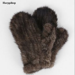 Groothandel - harppihop bont Genuine-nerts-bont sofe-gangschoenen natuurlijke bont mitten-new-fur-design-for-deze-winter-zwart en bruin kleuren