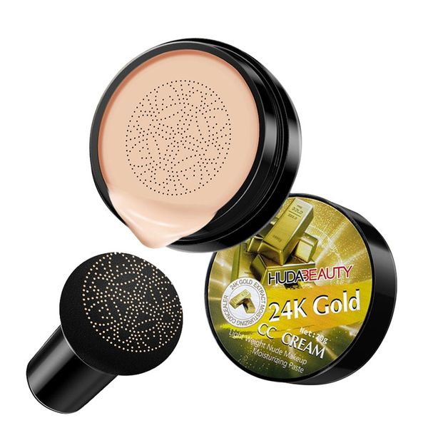 Venta al por mayor HDA BEAUTY cabeza de seta cojín de aire BB Cream 24K oro CC crema peso ligero maquillaje desnudo regalo de Navidad