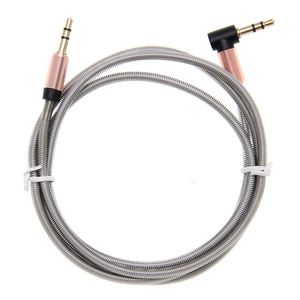 Groothandel harte metalen jack 3.5mm connector audiokabel geluidskoker bend-to-straight hoofd verbindende lijn 300pcs / lot