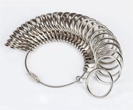 Groothandel hoofdband ring sizer meetinstrument roestvrijstalen vinger ringen gauge 0-13 A-Z 41-76 Sizing met halve maat 27 stuks instellen
