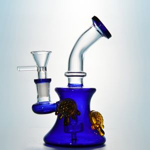 Wholesale heady beker bong douchekop perc glas water bongen mini olie dab rigs gebogen type waterleidingen met kom HD12 DHL gratis