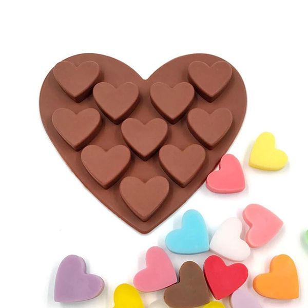En gros coeur forme savon moule 10 cavités Silicone chocolat bonbons moule savon faisant des fournitures pour gâteau décoration outil