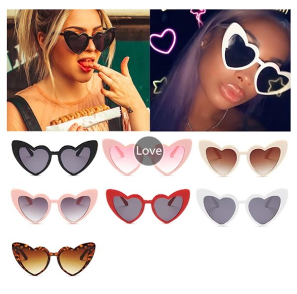 Venta al por mayor de gafas de sol de corazón para mujer Diseñador de la marca Love Style Red Pink Feamle Gafas de corazón vintage Cute Sexy Shades para mujer a granel