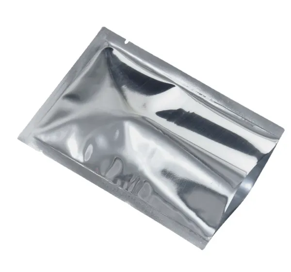 Sac d'emballage en aluminium argenté plat thermoscellé en gros sac d'emballage d'aliments séchés à dessus ouvert