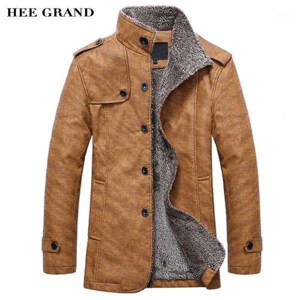 Faux cuir pour hommes en gros - HEE GRAND Vestes PU pour hommes Manteaux Arrivée Hiver Épais Casual Jaqueta Masculino M-4XL Taille 2 Couleurs MWJ5