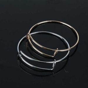 En gros de haute qualité 10pcs 50mm fer or / rhodium bracelets de fil réglables style simple bracelet de câblage extensible Q0719