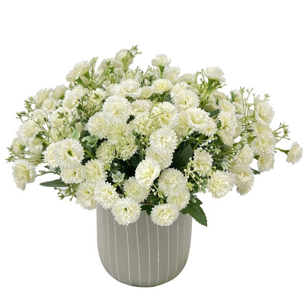 Venta al por mayor de alta calidad 20 cabezas de flores 1 manojo de estilo europeo pequeño clavel lila flores artificiales venta al por mayor fotografía del hogar suave