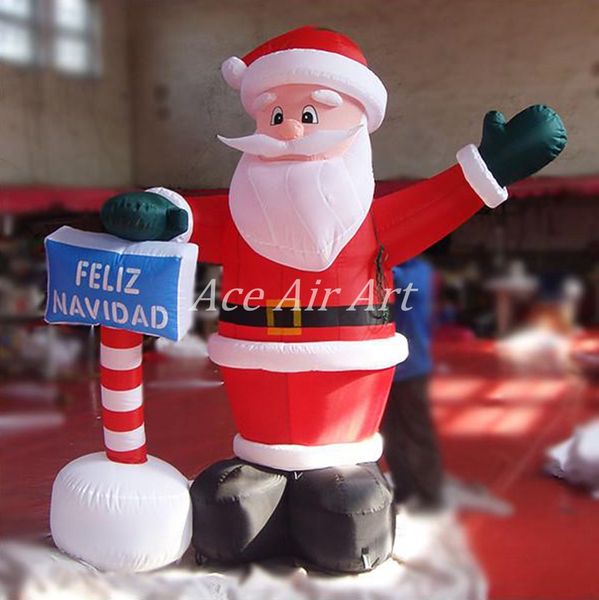 En gros de haute qualité de 3 mètres de haut sol gonflable de Noël Santa Claus Feliz Navidad pour la décoration ou la publicité sur le magasin