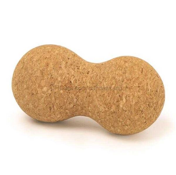 Vente en gros de haute qualité 60 * 120mm boule de massage en liège naturel exercice de yoga boule de massage du corps d'arachide physiothérapie Chakra boules de liège naturel durable