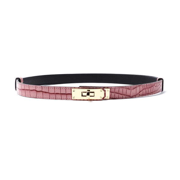 Ceinture en cuir de vachette de haute qualité, classique, Vintage, imprimé animal, accessoires de robe pour femmes, ceinture fine, Top Designer, ceintures de verrouillage, largeur 1,8 cm, avec boîte-cadeau, vente en gros