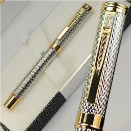 Gros crocodile de haute qualité marque M nib stylo plume en métal argenté fournitures de papeterie de bureau écriture stylos à encre cadeau d'affaires