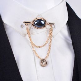 Al por mayor: Broche de gemas de cristal de moda de alta calidad con camisa de la camisa de borla Tassel Men traje de estapa accesorios de collar de chal