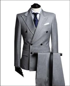 Groothandel- Hoge Kwaliteit Bruidegom Tuxedos Groomsmen Mannen Bruiloft Tuxedos Diner Prom Pakken Beste Man Past Heren Blazers (jas + Broek + Tie)