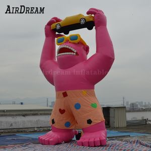 groothandel Hoge kwaliteit buitenpromotie wasstraat roze opblaasbare gorilla's kingkong ballon 4/6/8m hoogte voor reclame