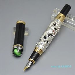 groothandel Hoge kwaliteit Pen Unieke Dragon Spit kraal Reliëfs Vulpen kantoor schoolbenodigdheden Schrijven Gladde inktpennen