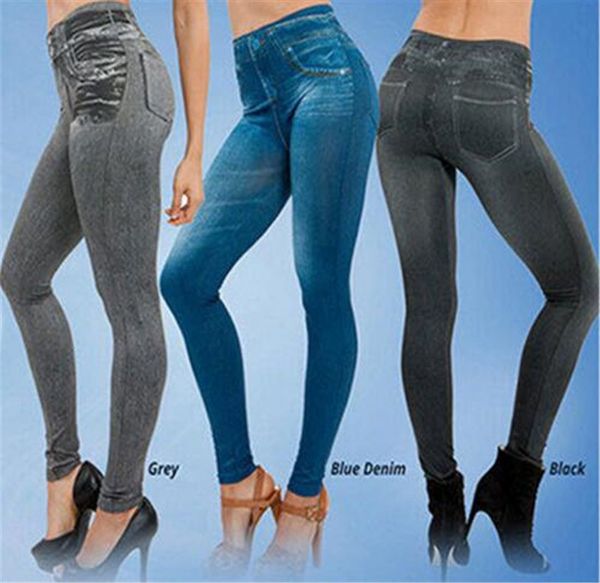 Gros-haute qualité pantalon skinny legging femme bleu noir gris imitation jean femme jegging chaud avec 2 vraies poches pantalon crayon