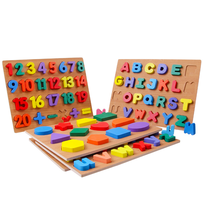 Wholesale High Quality Wooden Shape Matching Board Brain Enlightenment Number Cognitive Board Game Montessori Educational Toy for kids