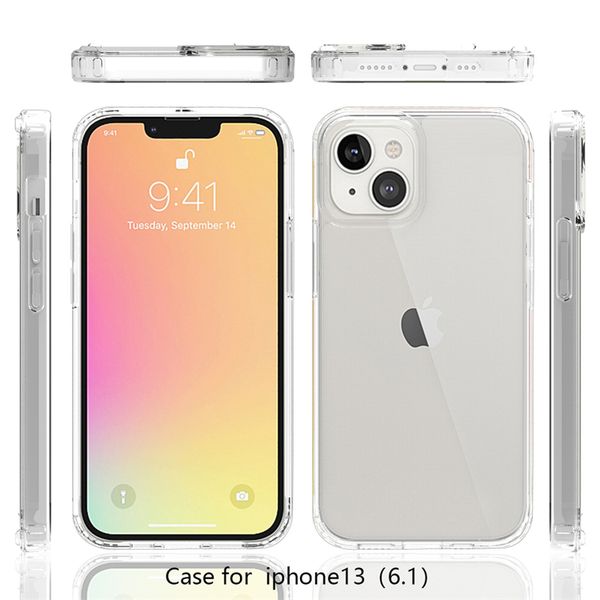 Vente en gros de cas de téléphone dur transparent pour iPhone 13 Promax 13Pro iPhone12 11ProMax 6 7 8 XR XSmax cas antichoc