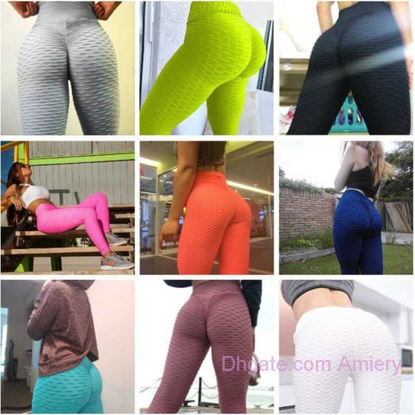 Venta al por mayor Leggings de cintura alta Mujeres sexy Pantalones de yoga Hip Push Up Legging Ropa de entrenamiento Sólido Transpirable Clásico Pantalones largos Medias de fitness 3xl