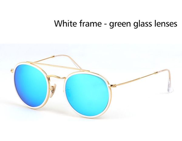 Lunettes de soleil de style grossiste de la plus haute qualité pour hommes, femmes, cadre en alliage, lentille en verre miroir, double pont, lunettes rétro avec boîte et étuis