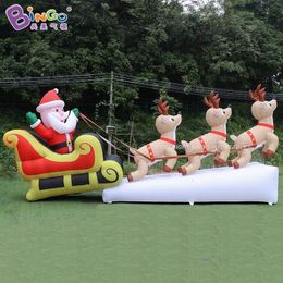 wholesale Fortement recommandé gonflage de traîneau de Noël gonflable populaire géant de 7 ml x 1,5 m l x 3 mH (23 X 5 X 10 pieds) Père Noël et cerf pour la décoration d'événements de Noël, jouets, sport