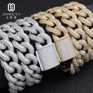 Groothandel hiphop 14k gouden ketting diamant zirkoon witte Iced Out Cubaanse link herenketting