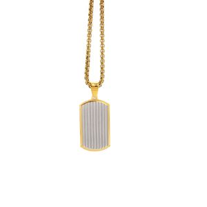Collier avec pendentif Hip Hop pour hommes, bijoux de rue multi-lignes en acier inoxydable, or carré ondulé, vente en gros (3 pièces/lot)