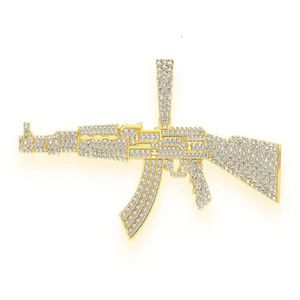 Groothandel Hip Hop Iced Out Diamond AK47 Gun hanger op maat ontwerp massief gouden heren Diamond Gun look Lab Grown Hip Pop hanger